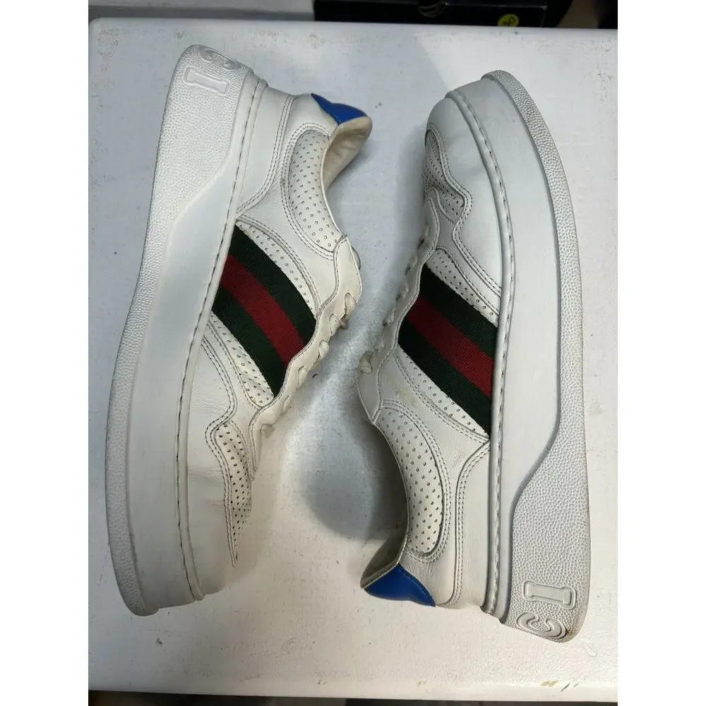 Gucci Trainers Sneaker Chunky GG Web Shoes Leather White Mens 9.5G / 10 US Mens